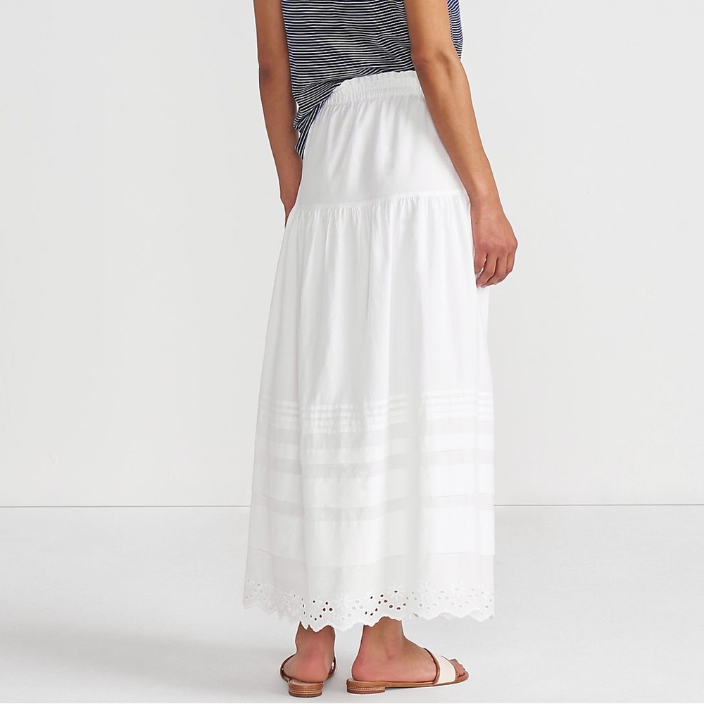 Lands End White Voile Eyelet Tiered Maxi skirt, xs - Picture 3 of 9